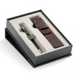 Գրիչ Parker PK GIFT18 SON BLK CT BP + PU PP, գնդիկավոր, սև, +կաշվե պատյան